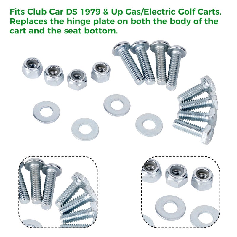 10L0L Club Car DS Seat Hinge Set for 1979-Up Golf Carts Seat Cushion Buckle Plate OEM 1011652 1012412 - Male + Female - Image 4